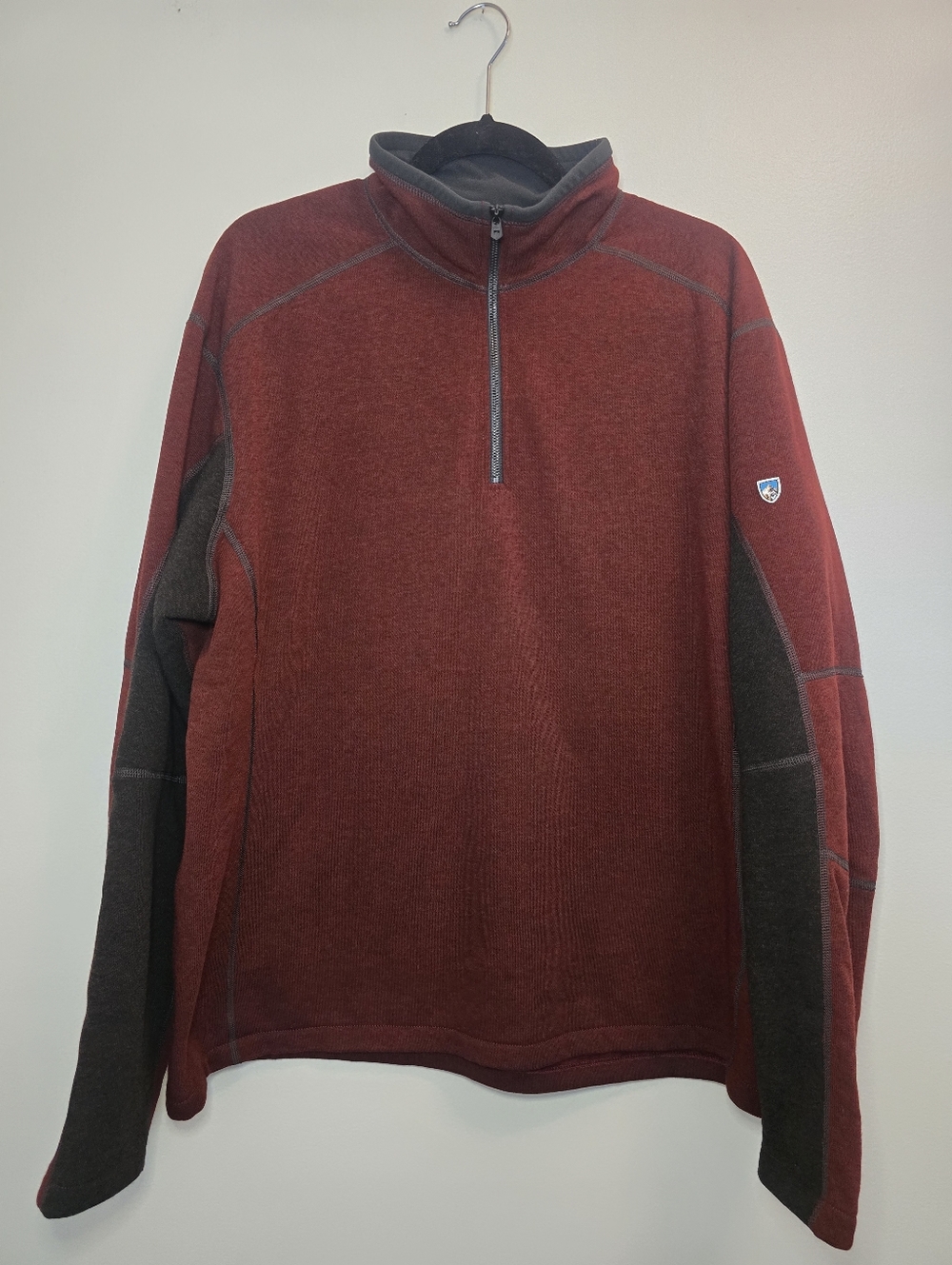 KUHL Revel 1/4 Zip Sweater Men XXL Maroon Kashmira Pullover Jacket Hiking